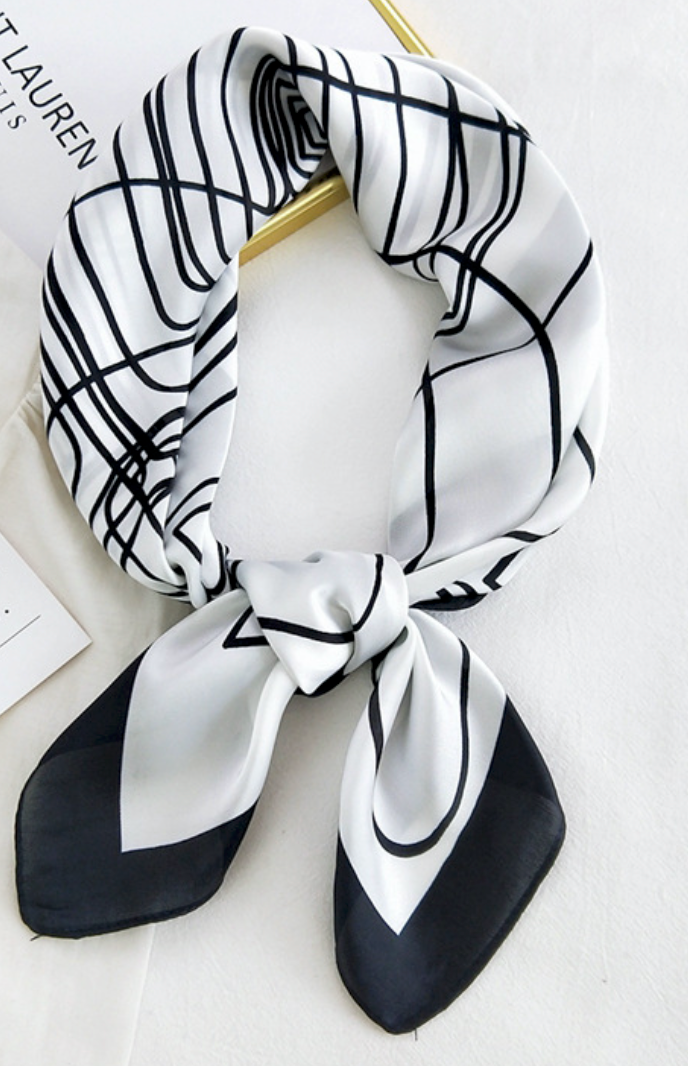 Munat White & Black Scarf Scarves Munat.Ltd   